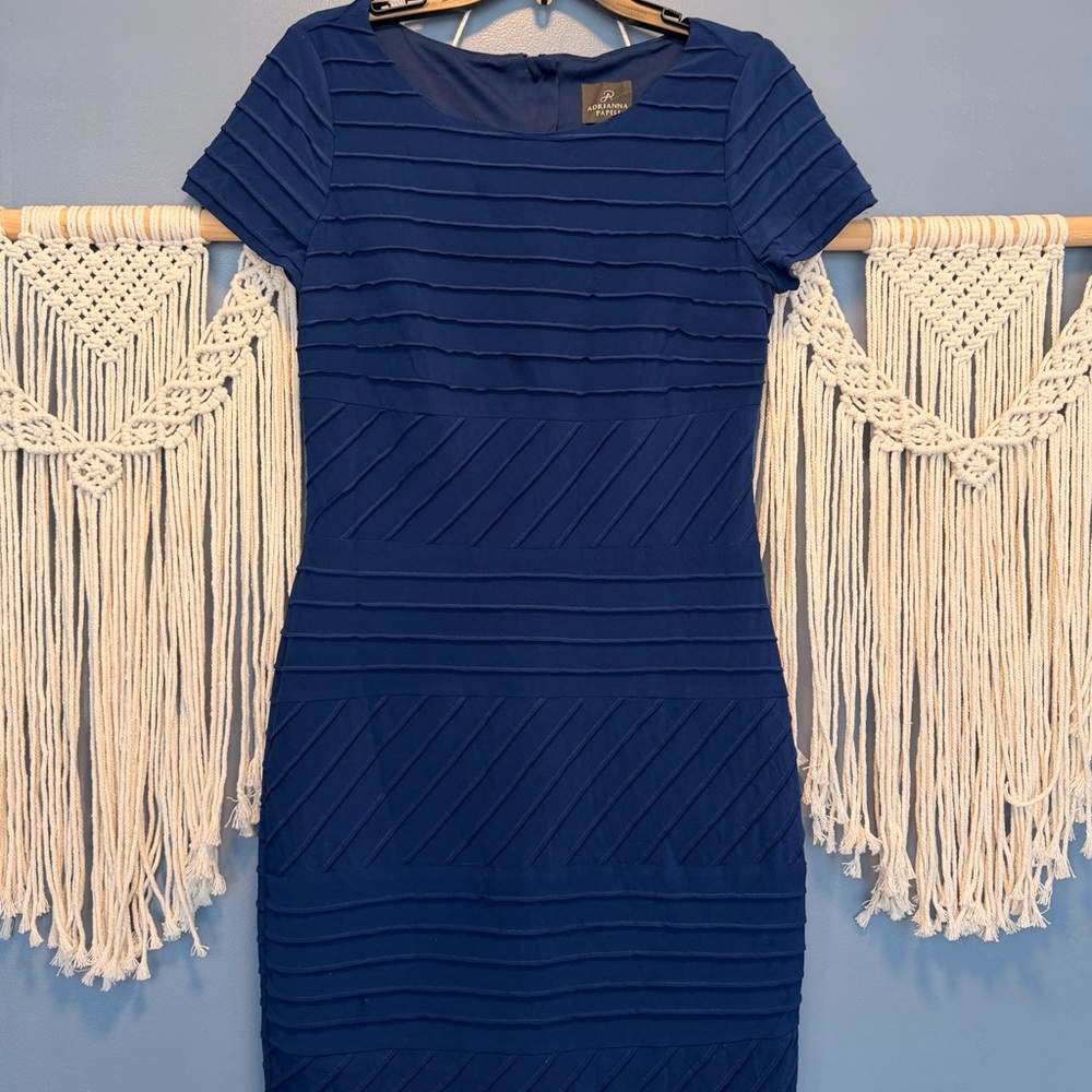 Adrianna Papell Stretchy Blue Midi Dress